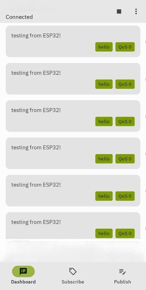 MyMQTT client on android smartphone