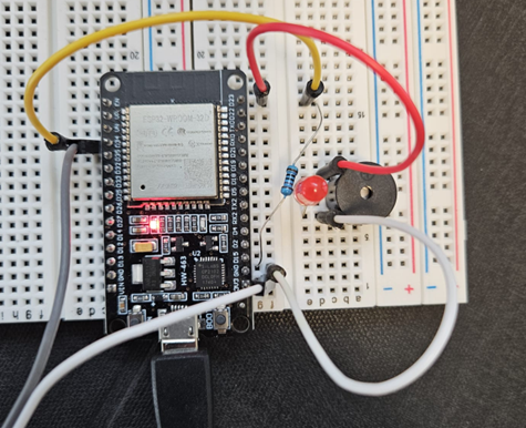ESP32 circuit with buzzer